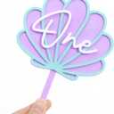 Seashell One Cake Topper - Ocean Mermaid 1st Birthday Decorations,Under the Sea Mermaid Party Photo Props,Purple Scallop Acrylic Cake Topper,First Summer Shell Birthday Beach Party Supplies