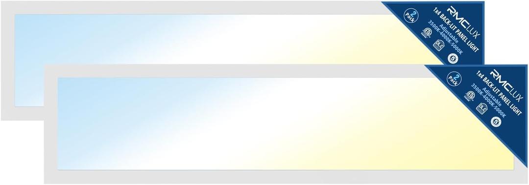 1x4 LED Panel Light 2Pack,5 Wattage 20W/25W/30W/35W/40W-Up to 6000Lumens,3 CCT Tunable 3500K/4000K/5000K,ETL&DLC Certified for Office Commercial Drop Ceiling