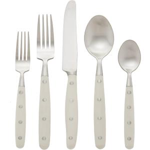 Ginkgo International Lyon 20-Piece Stainless Steel Flatware Place Setting, Ivory, Service for 1