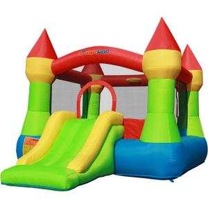 Bounceland Bounce House Castle with Basketball Hoop Inflatable Bouncer, Fun Slide, Safe Entrance Opening, UL Certified Strong Blower Included, 12 ft x 9 ft x 7 ft H