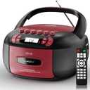 Boombox CD Cassette Player Combo: Stereo Sound AM FM Radio with Bluetooth and Remote - AUX/USB MP3/Tape Recording/Sleep Timer/Earphone Jack - DC/AC Powered for Home,Outdoor