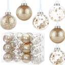 KESOTO 24Ct Christmas Ornament Balls 60mm/2.3", Shatterproof Champagne Christmas Tree Decorations Ornament Sets Clear Plastic Xmas Hanging Ball Decor, Rose gold