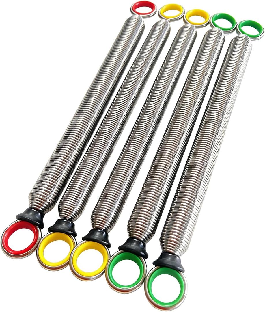 Colaxi 5-Piece Pilates Reformer Spring Set – Stainless Steel Replacement Springs for Home or Studio Pilates Bed, Color-Coded for Various Resistance Needs – Yellow, Red, Green