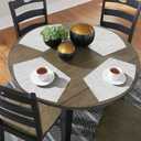 SHACOS Wedge Placemats Set of 8 Woven Vinyl Placemats for Small Round Table Place Mats Wipe Clean Non Slip Table Mats, Gray White