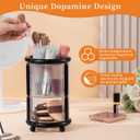 Makeup Brush Holder, 2 Tier Clear Cosmetic Tools Organizer, Round Makeup Organizer for Vanity Countertop (Black)