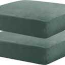 MAXIJIN Velvet Stretch Cushion Covers Couch Cushion Slipcovers Loveseat Sofa Cushion Covers for Individual Cushions with Elastic Bottom (2 Piece Loveseat Cushion Covers, Pea Green)