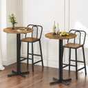YATINEY Round Bar Table Set of 2, Counter Height Pub Table, Bar Height Cocktail Table, Versatile Use, for Dining Room, Kitchen, Bar, Pub, Cafe, Rustic Brown and Black BT10L2BR, 20.5'' 20.5'' 35.5''