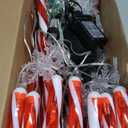 Hiboom 12 Pcs Christmas Candy Cane Light with 4 Christmas Theme Music, 20'' Pathway Markers Lights with Stakes Holiday Driveway Light for Xmas Holiday Party Walkway Garden Decor(Red, White)