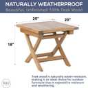 Teak Wood Folding 20-Inch Outdoor Coffee Table - Perfect for Camping & Outdoor Entertaining - Ideal for Backyard, Front Porch, Balcony (Square)