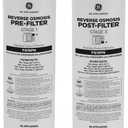 GE Pre & Post Filter Set Compatible with Select GE Under Sink Filtration Systems Including GXRQ18NBN, GNRQ18NBN, GXRV40TBN, Replace Every 6 Months, FQ18PN