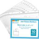 Beebel 10 Pack Job Ticket Holders 8 1/2" x 11" Waterproof Zip Page Protectors Heavy Duty Dry Erase Document Storage Shop Ticket Holders (Clear-Horizontal)