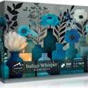 Blue Flower Puzzles for Adults 1000 Pieces,PICKFORU Indigo Whisper Jigsaw Puzzle, Elegant Plant Floral Vase Puzzles, Challenge for Adults Modern Aesthetic