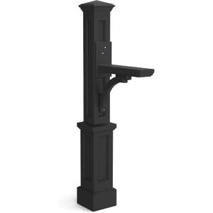 Mayne Newport Plus Mailbox Post with Standard Arm  Weather-Resistant, Durable Classic Design  Easy-to-Install Outdoor Mailbox Post (Black)