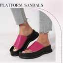 Putu Women's Platform Slide Sandals Open Toe Sandals Comfort Slides Slip On Hot Pink Size 8