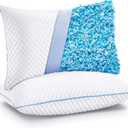 VVZ Cooling Bed Pillows Standard Size Set of 2,Shredded Memory Foam Pillows with Gel, Adjustable Firmness for Side, Back, Stomach Sleepers, 20x26, White