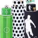 Mindsoft Set of 3 Soccer Spandex Cylinder Stand Covers for Party, Football Flexible Cylinder Pedestal Covers, Dessert Tables Display for Sport Themed Birthday Party Wedding Backdrop Decor(Soccer)