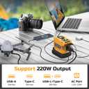 220W Power Inverter Compatible with Dewalt 20V Battery, DC 20V to AC 110V Inverter, Portable Power Station Generator with 1 AC Outlet, 2 USB Ports & 1 Type-C Fast Charging, 400LM LED Work Light