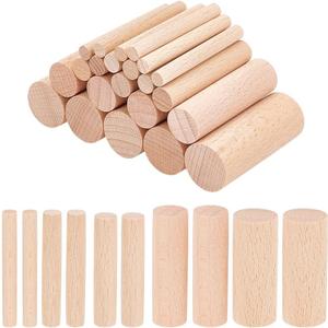 NBEADS 50 Pcs 5 Sizes Wooden Small Cylinder, About 1.97x0.24-0.79 Inch Unfinished Wooden Craft Column Round Solid Beech Wood Craft Sticks for DIY Arts and Craft Home Garden Decoration, Bisque