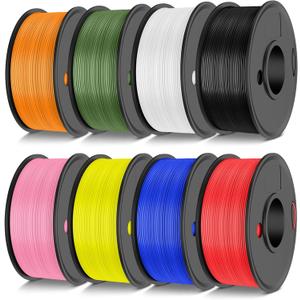 JAYO Rapid PLA 3D Printer Filament Bundle 2KG, High Speed PLA Filament 1.75mm 50mm/s - 600mm/s Print Range, 8 Pack 250g Spool Filament (Black, White, Blue, Red, Pink, Orange, Yellow, Olive Green) (0.25kg*8(black/White/Blue/Red/Pink/Orange/Yellow/Green))