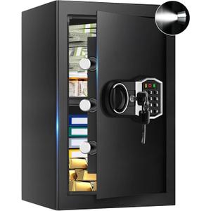 3.4 Cub Large Safes for Home, Security Fire Safe Box with Spare Keys, Alarm System, Digital Keypad and Removable Shelf, Anti-Theft Fireproof and Waterproof Safe Home for Document Medicine Valuables