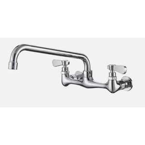 BWE Kitchen Faucet Wall Mount Commercial Sink Faucet Kitchen Utility Laundry 8“ Swivel Spout 2 Dual Handle Restaurant Chrome Mixer Tap