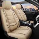 Seat Cover for Land Rover LR4 2010-2016 Leather Car Seat Covers Compatible Airbag, Non-Slip Waterproof Seat Cover.BeigeFull Set