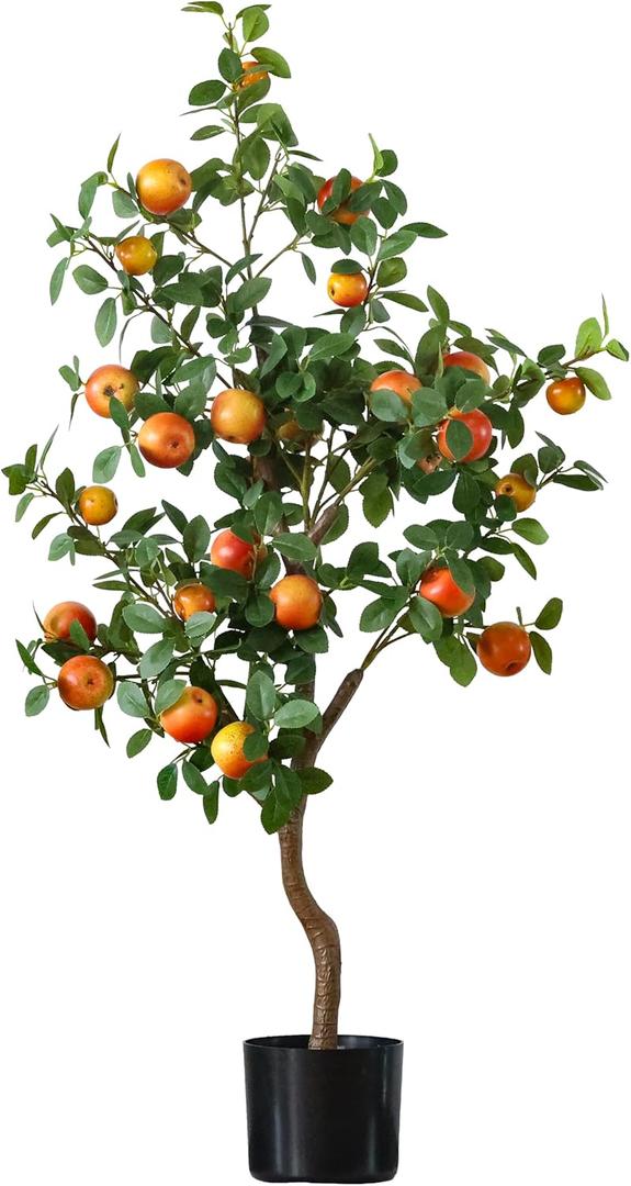 Artificial Tree with Fruit, 3.6 ft Potted Faux Plant in Pot, Realistic Apples and Lifelike Leaves for Outdoor and Indoor Decorative Tree (Red Apple)