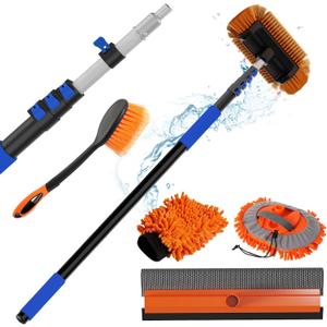 AgiiMan Car Wash Brush with Long Handle, 3-12FT Telescoping Car Cleaning Kit