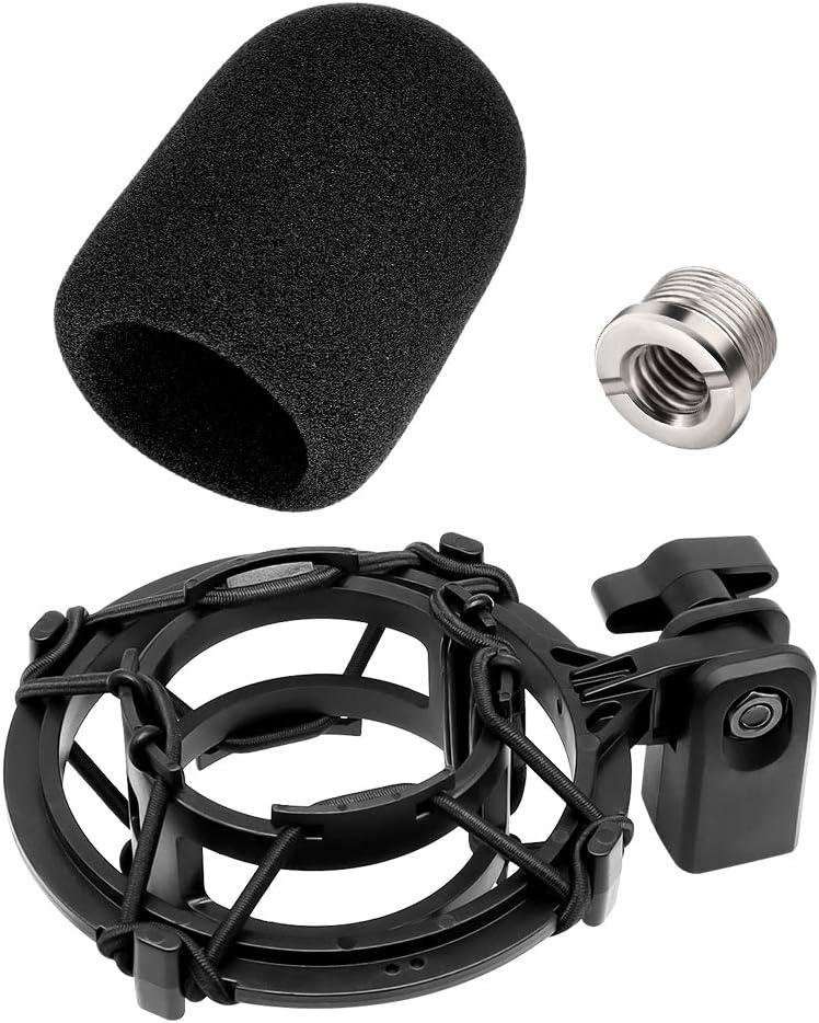 AT2020 Microphone Shock Mount with Pop Filter, [Custom Built for audio technica Mic] Anti-Vibration Suspension Shockmount Holder Clip Compatible with AT2020USB+ AT2035 ATR2050 AT3035 AT3060