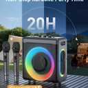 Karaoke Machine with 2 Wireless Rechargeable Microphones: Portable Bluetooth Speaker for Adults & Kids - PA System with Lights Supports TWS/TF Card/USB/AUX for Home Party
