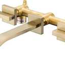 Brass Wall Faucet Brushed Gold Wall Mounted Bathroom Faucet, Wall Mount Bathroom Sink Faucet, Dual Lever Handle, Rough-in Valve Included, Pt001-BG