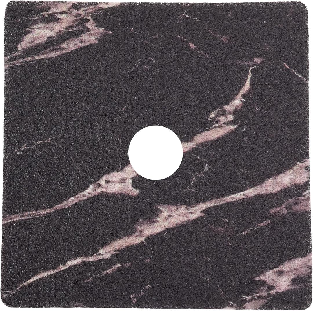 Enkosi Loofah Shower Mat with Drain Hole  Cushioned Anti-Slip Square Bath Mat for Showers, Wet Bathroom Floors  Textured PVC, Secure Non Slip Safety Pad for Walk-in Stalls (27x27 Marble Black)