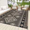 HiiARug Outdoor Rug 5'x7' Outdoor Plastic Straw Rug Waterproof Patio Mat Camping Rug Reversible RV Mat Outdoor Area Rugs for Outdoors, RV, Patio, Backyard, Deck, Camping (Black&beige&orange)