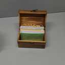 MOBYKE Index Card Holder 3x5, wooden Origanizer Recipe Box with 100 PCS Flash cards, 30 White Dividers, 1 Blank Sticker and 1 Letter Sticker, Flashcard Notecard Holders for Home Office (colorful)