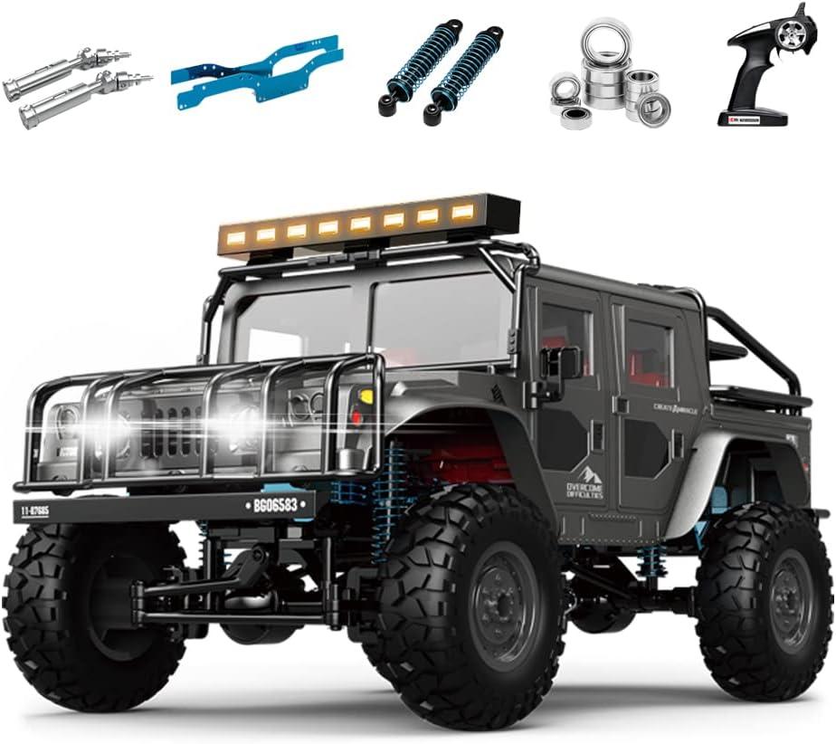 The perseids 1/12 RC Crawler 4WD Off-Road RTR Truck,Military-Style 4x4 Body, Metal Chassis & Drive Shaft, 2.4GHz Remote, LED Headlights