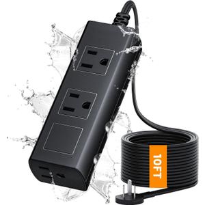 Black Power Outlet, 3 Plugs, L120 inches