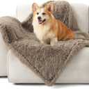 Bedsure Waterproof Dog Blankets for Medium Dogs - Calming Cat Blanket for Couch Protector Washable, Long Faux Fur Pet Throw Blanket for Puppy, Reversible Furniture Protection, 30"x40", Brown