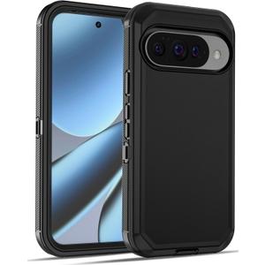 Jiunai for Google Pixel 10 Pro Case/Pixel 10 Case Rugged Heavy Duty Shockproof Dustproof Screen less Dual Layer Hybrid Phone Case for Google Pixel 10/10 Pro 6.3 2025 Women Men Teen - Black