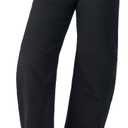 roswear Women's High Waisted Stretchy Wide Leg Cropped Barrel Jeans (X-Large, Black)