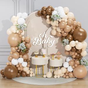 Brown Balloon Garland Arch Kit 156 Pcs Different Sizes 18 12 10 5 Inch Brown Nude Tan White Latex Balloons Garland Arch for Birthday Party Neutral Bear Baby Shower Decorations