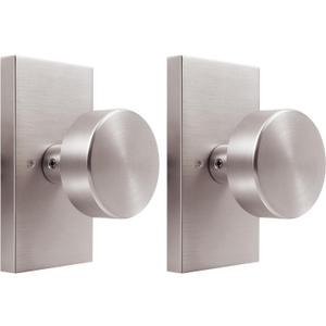Brushed Nickel Dummy Door Knob Interior, Hall and Closet Dummy Door Knob Door Handles, 2 Pack