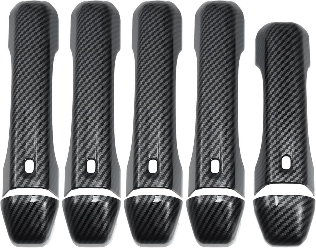 uxcell Automotive Door Handle Cover Trim Exterior Decoration for Jeep Wrangler JL JLU 2018-2022 Tailgate Handle Cover Carbon Fiber Pattern Black