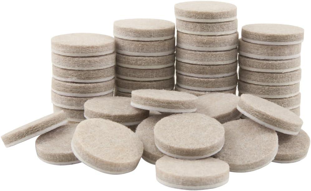SoftTouch 1" Round Heavy-Duty Self-Stick Felt Furniture Pads - Protect Surfaces from Scratches & Damage, Beige (48 Pack)