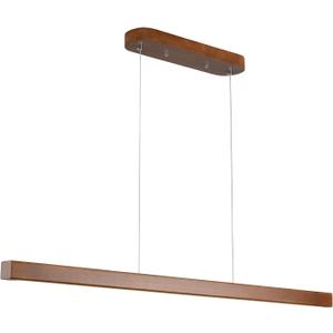 31.5" Wood Linear Pendant Light  Dimmable LED Chandelier with Remote, Adjustable Modern Farmhouse Lighting for Kitchen Islands, Dining Rooms & Bars Walnut Color (19W Energy-Efficient) (32in)