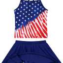 Girls Tankini Swimsuit Mermaid Bathing Suits Criss-Cross Strap Adjustable Summer Beach Two Piece Swimwear Size 4-12 (5-6 Years, American Flag 1)