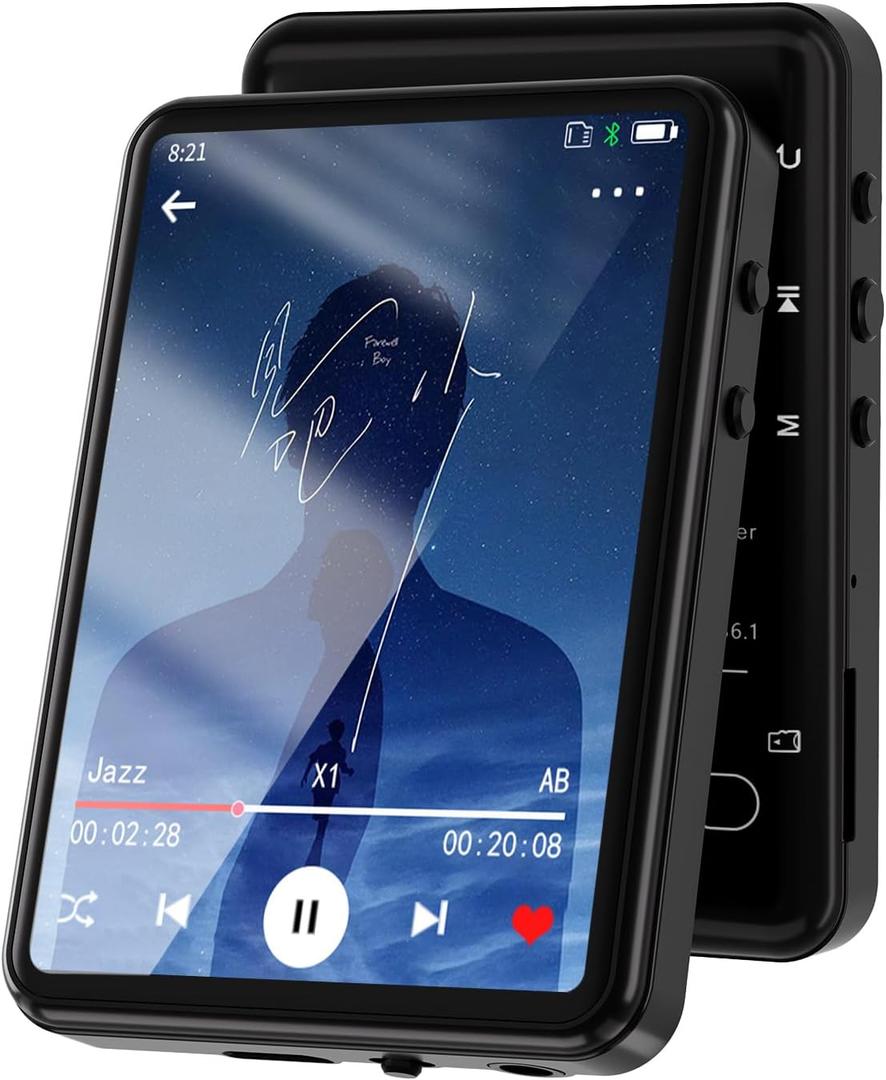 Tengsen MP3 Player with Bluetooth 5.3  Portable Music Player with Speaker,FM Radio,E-Book, Shuffle/Repeat Play; Touch Screen MP3 Player for Meetings, Lectures, Fitness; SD Card Slot, 30GB Black