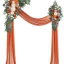 Burnt Orange Artificial Wedding Arch Flowers Kit (Pack of 3) with 26Ft Terracotta Shiny Arch Draping Fabric for DIY Wedding Party Ceremony Reception Backdrop Floral Decoration