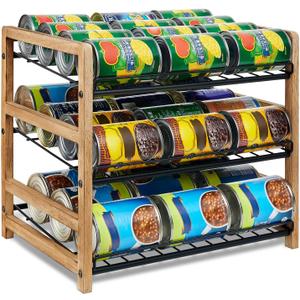 Can Organizer for Pantry 3-Tier, Can Storage Organizer Pantry, Soda Can Organizer, Holds up to 36 Cans Holders for Pantry, Cabinet, Countertop, Carbonized Brown