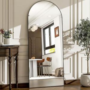 WISSMIELS 57" x 20" Arched Full Length Mirror - Wall Mounted/Floor Mirror Aluminum Alloy Frame Full Body Mirrors for Bathroom Living Room Bedroom and Entryway,Black