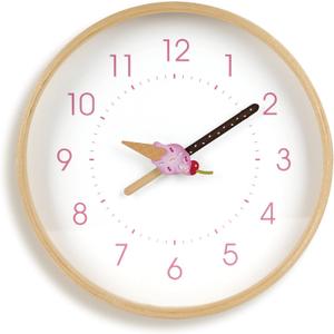 10 Inch Wall Clock, Cute Ice Cream Design Decorative Clock, Silent Non-Ticking, Sweet Gift for Girls, Bedroom Living Room & Study Decor